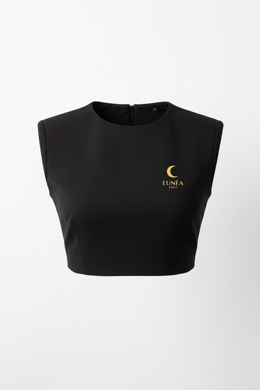 Crop top noir minimaliste Lunéa Paris